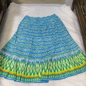 CHOICES 100% COTTON PEASANT BOHO 3 TIERED SKIRT LINED L MAXI
